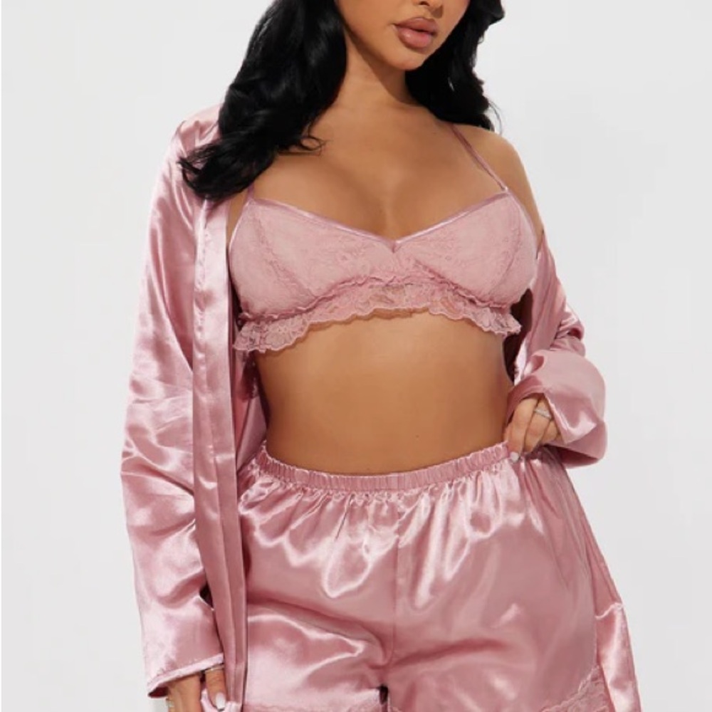 Elegant Pink Satin Lingerie Set